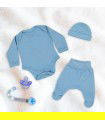 Erstes Set Baby Blue mit Schnullerhalter - 2