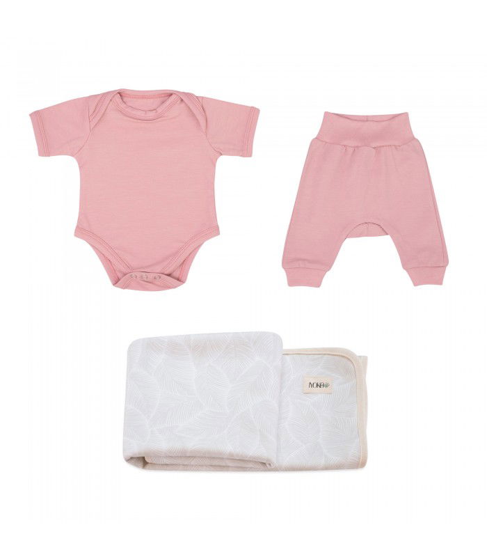 Conjunto de primeiro uso com capa de banho para recém-nascido Quartzo Rosa - 1