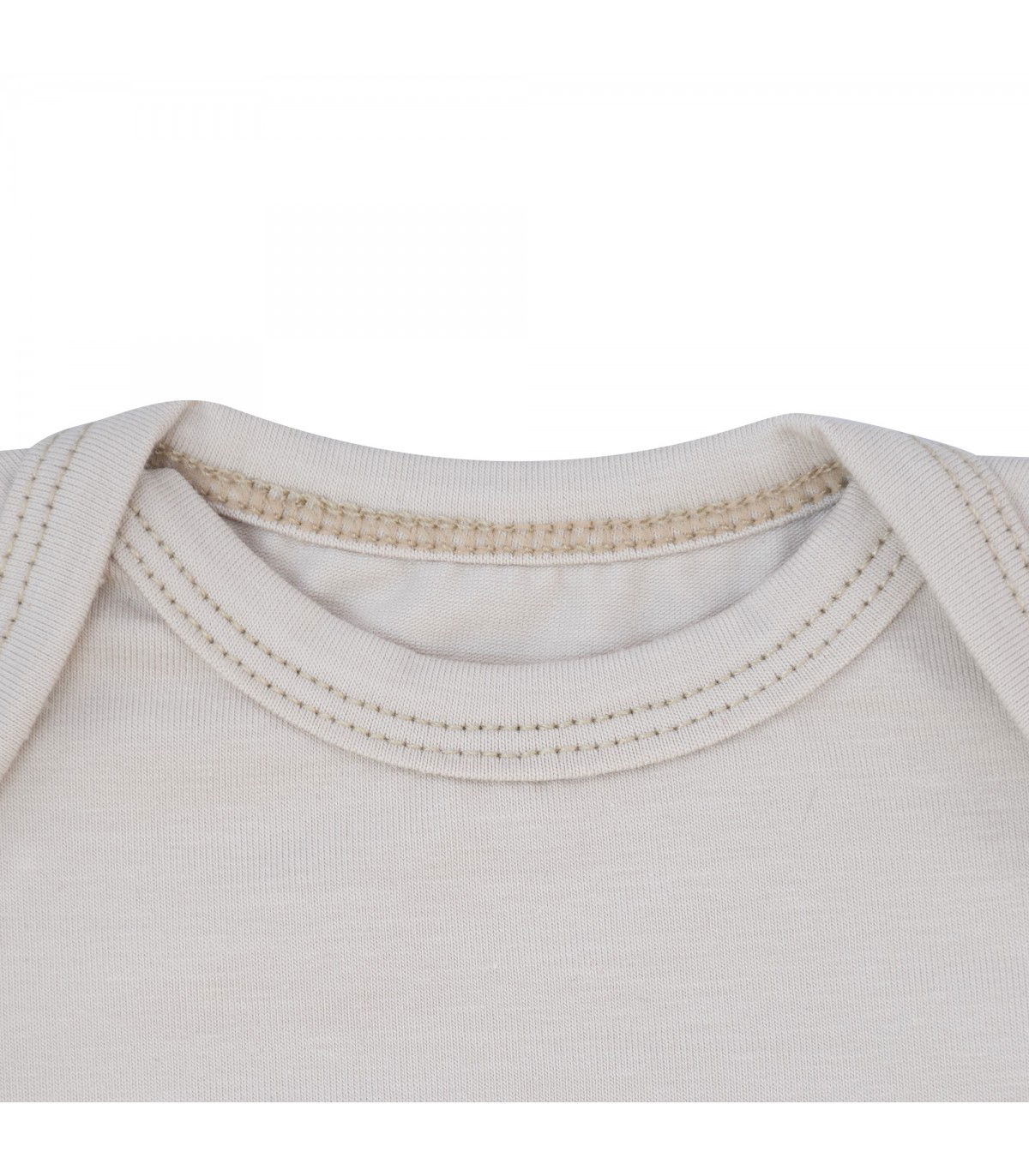 Body de primeira utilização para bebê Creme Manga Curta - Detalhe Pescoço